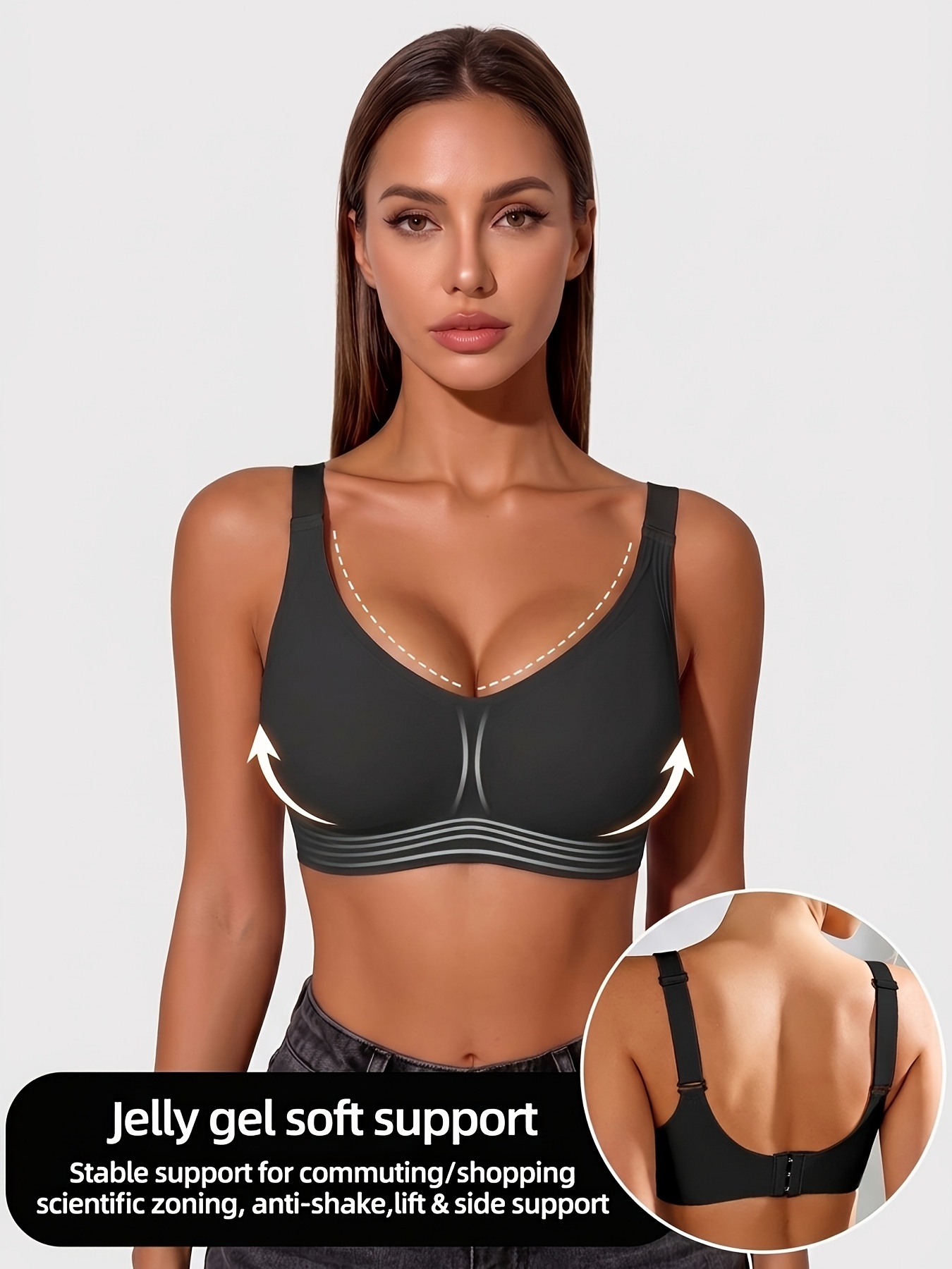3pcs Sports Bra Set for Women, Jelly Gel Soft Support